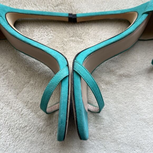Stuart Weitzman Nudist Turquoise Teal Suede Stiletto Heeled Sandals Women 5 M - Picture 5 of 16